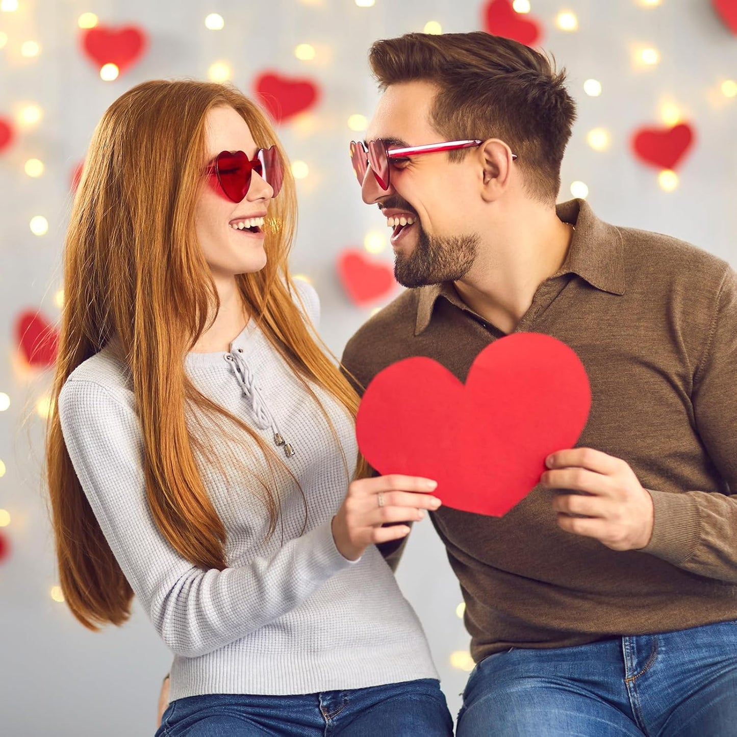 PLULON Heart Sunglasses for Women 5/12/25 Pcs, Heart Glasses Valentine Day Rimless Shaped Candy Color Fun Glasses Party Favor