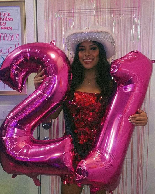 Hot Pink Number 2 Balloon 40 Inch, 2nd Birthday Decoration for Toddlers Girls Boys, Sparkling 2 Number Balloon Party Decor