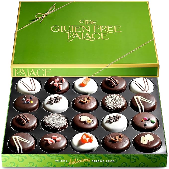 Gluten Free Palace Holiday Gift Basket – Vegan Gluten Free Chocolate Covered Cookies – Gourmet Cookie Gift for Christmas, Thanksgiving & New Year – Delicious Holiday Treats for Men & Women (20 Count)