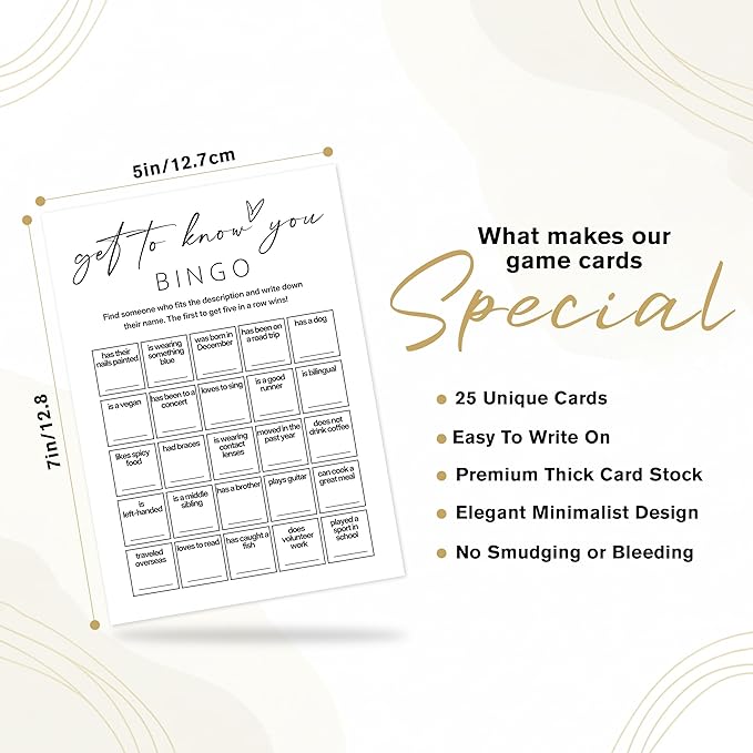 Sahjzk Office Bingo Cards, 25 Unique Randomized 5x7 Sheets, Get to Know You Bingo Game for Adults, Ice Breaker Office Party Games, Team Building Games for Work, High Replay Value - B005