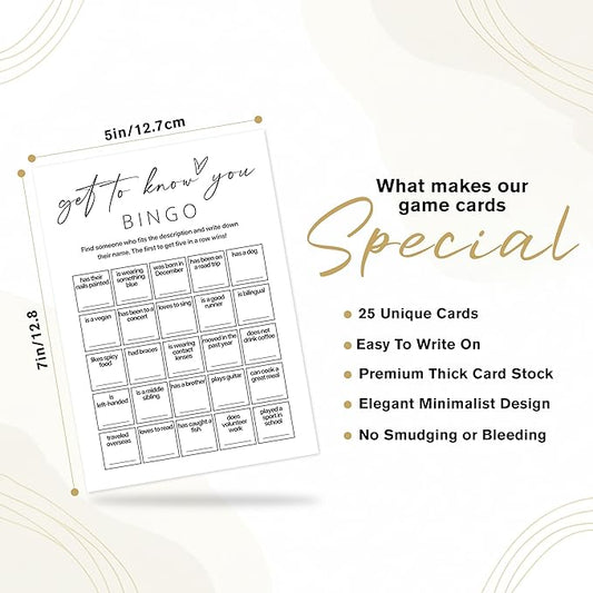 Sahjzk Office Bingo Cards, 25 Unique Randomized 5x7 Sheets, Get to Know You Bingo Game for Adults, Ice Breaker Office Party Games, Team Building Games for Work, High Replay Value - B005