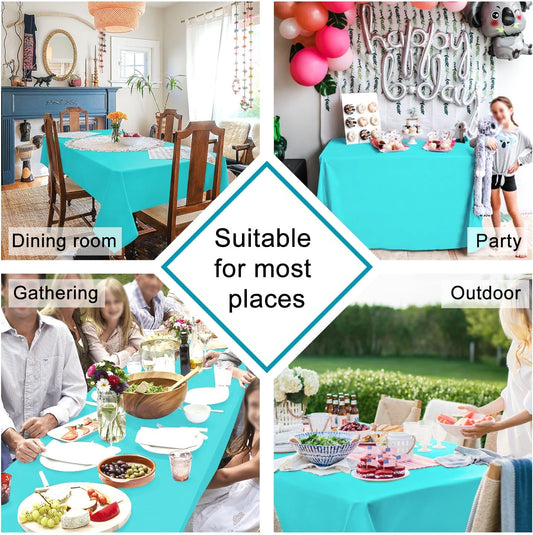 Hiasan Rectangle Tablecloth - Waterproof Spillproof and Wrinkle Resistant Washable Polyester Table Cloth for Dining Party, 52 x 70 inch, Aqua