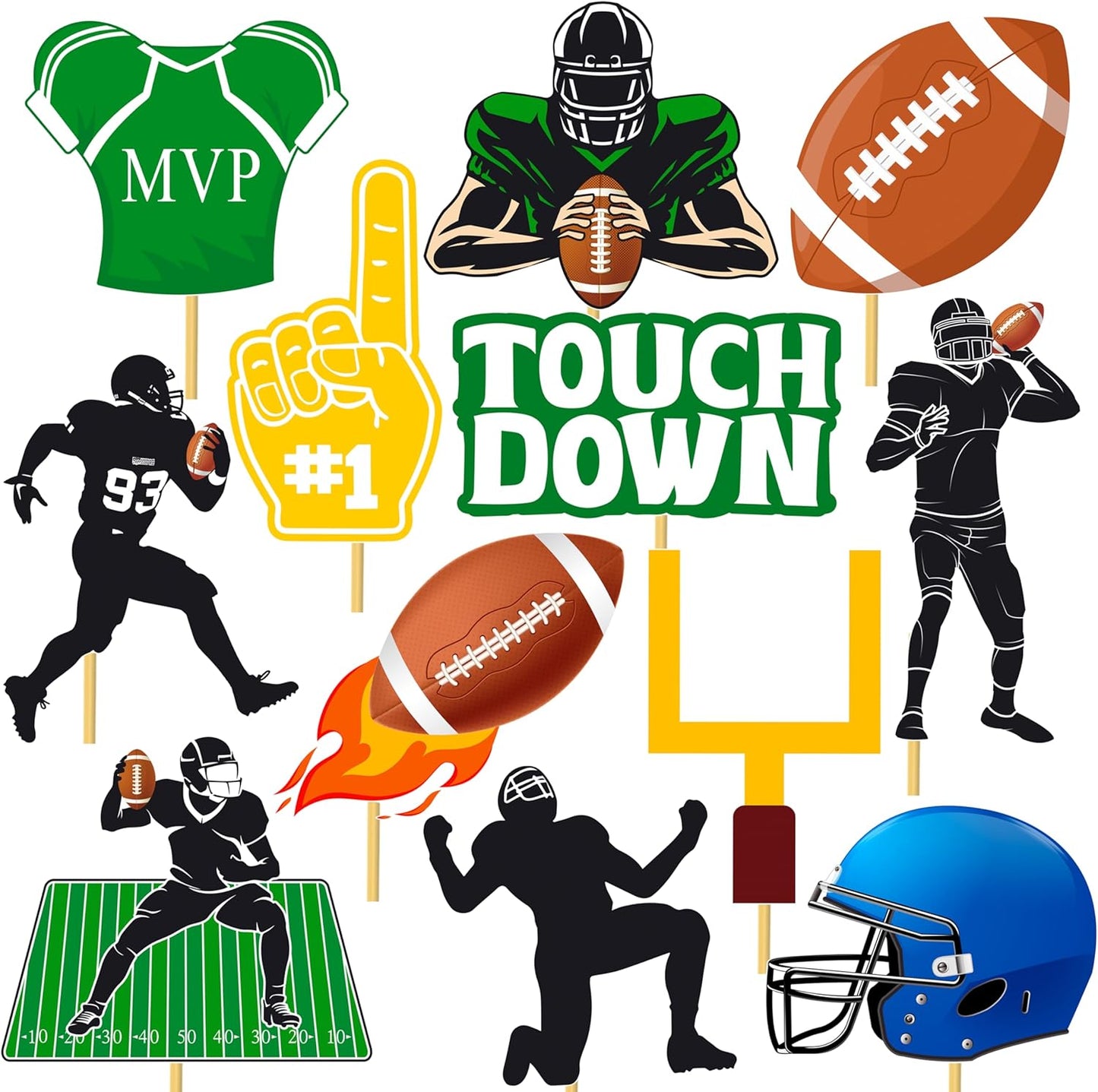 Football Birthday Party Centerpiece Sticks Rugby Ball Table Toppers Sports Theme Birthday Party Decoration Super Bowl Party Table Centerpieces for Football Touch Down Baby Shower Supplies