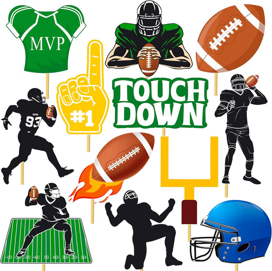 Football Birthday Party Centerpiece Sticks Rugby Ball Table Toppers Sports Theme Birthday Party Decoration Super Bowl Party Table Centerpieces for Football Touch Down Baby Shower Supplies