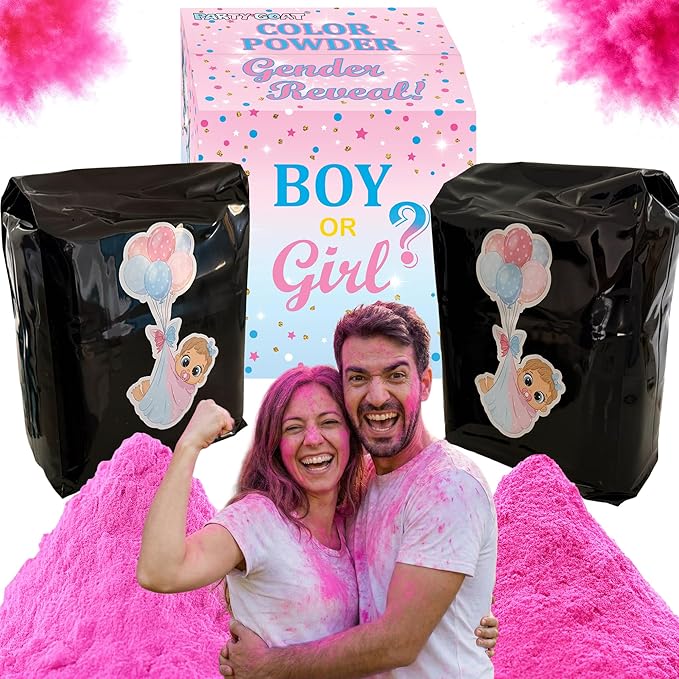 Baby Girl Gender Reveal Powder – 6 lbs, Blackout Bags, Vibrant Pink Powder for Tire Burnout Color, Exhaust Smoke & Shooting Targets. Leakproof, Non Toxic Party Kit. 2 x 3LB + Gender Reveal Idea Guide