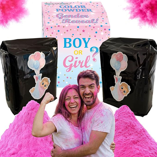 Baby Girl Gender Reveal Powder – 6 lbs, Blackout Bags, Vibrant Pink Powder for Tire Burnout Color, Exhaust Smoke & Shooting Targets. Leakproof, Non Toxic Party Kit. 2 x 3LB + Gender Reveal Idea Guide