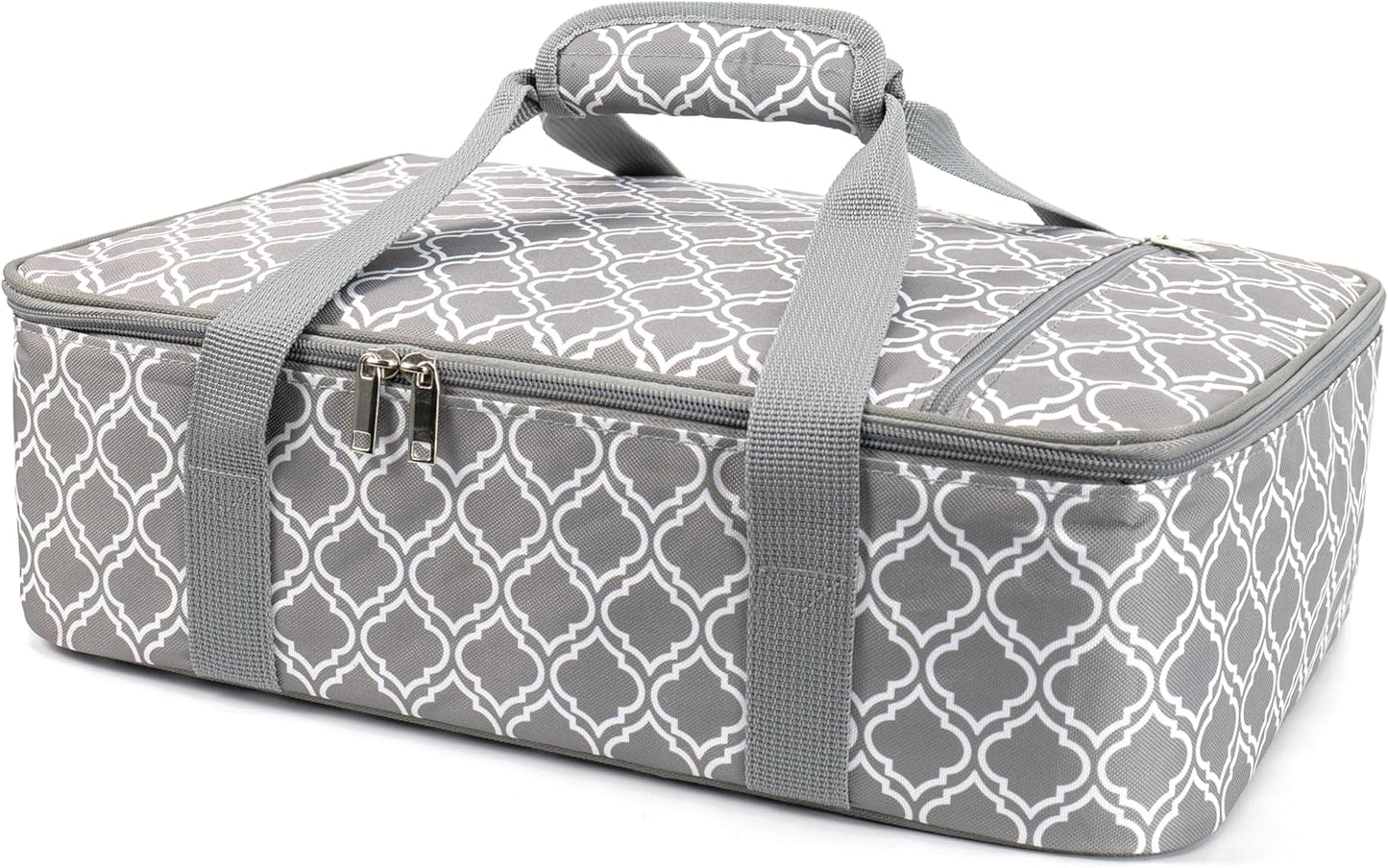 Insulated Casserole Carrier Fit 9"x13" Lasagna Baking Dish for Hot or Cold Food Transport,Thermal Lunch Warmer Tote Bag Upgrade add Fixing Strap for Gathering,Camping,Travel,Cookouts,Parties-Laurel