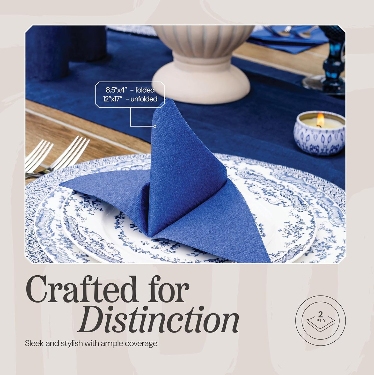 Disposable Dinner Napkins Wood Paper, [300 Pack] 12" x 17" 2-Ply Quilted Colored Paper Napkins For Wedding, Reception, Bathroom, Party Or Event
