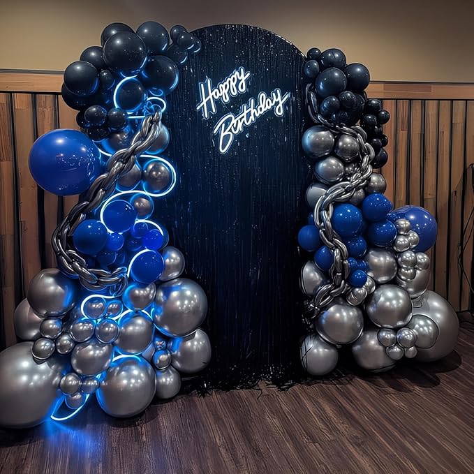 Black Blue Silver Balloons 12 Inch Graduation Balloon Navy Royal Blue Metallic Silver Black Party Balloons Confetti Balloon for Kids Grad Class of 2025 Decor Birthday Space Wedding