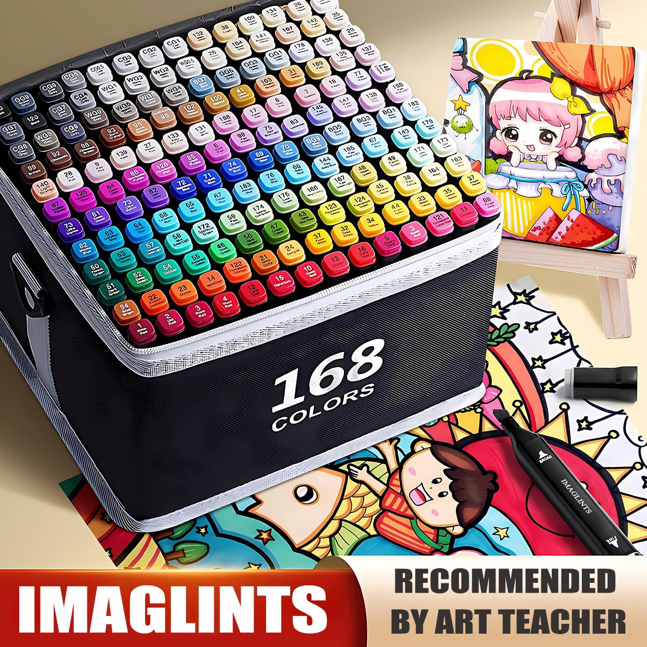 Alcohol Markers 168 Colors with Base Drawing Pen Dual Tip Art Markers for Sketch Anime Illustrations