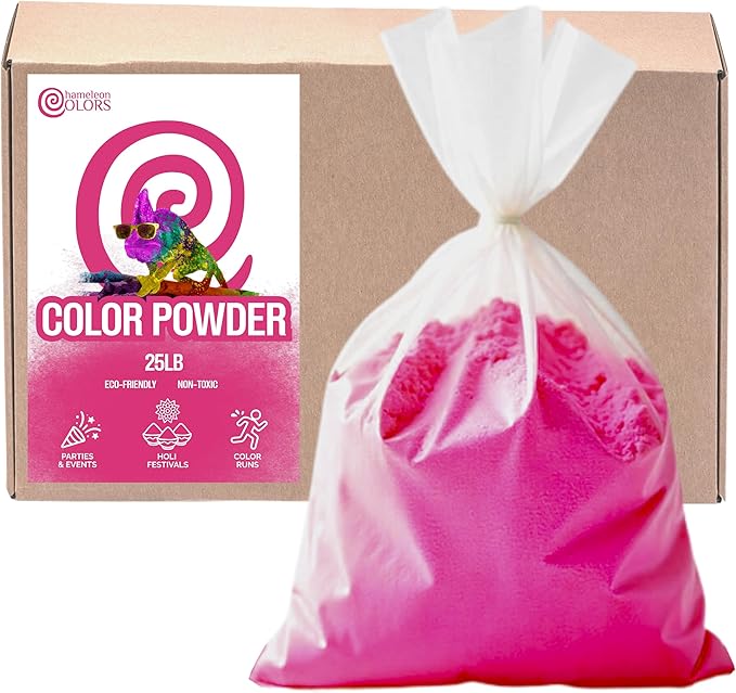 Chameleon Colors 25 lb. Color Powder - 1 Pack - Vibrant Magenta Color - for 15-20 People - Non-Toxic & Gluten-Free - Color Powder for Outdoor Games, Play, Spring & Summer Activities