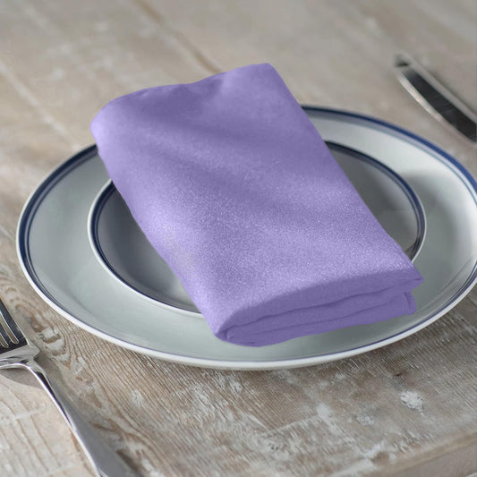 LA Linen 10-Pack Poly Poplin Napkin, Soft Cloth Napkins, Washable Reusable Napkins, Stain and Wrinkle Resistance Table Napkins for Dinner, Wedding, Parties, 17 by 17-Inch, Lilac