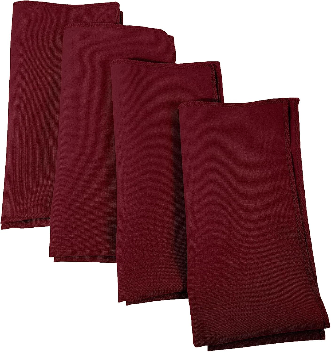 LA Linen 4-Pack Poly Blend Napkins - Soft, Washable, Stain & Wrinkle Resistant - Dinner & Party Napkins - 18x18 - Cranberry