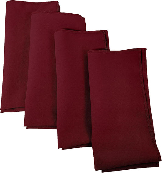 LA Linen 4-Pack Poly Blend Napkins - Soft, Washable, Stain & Wrinkle Resistant - Dinner & Party Napkins - 18x18 - Cranberry