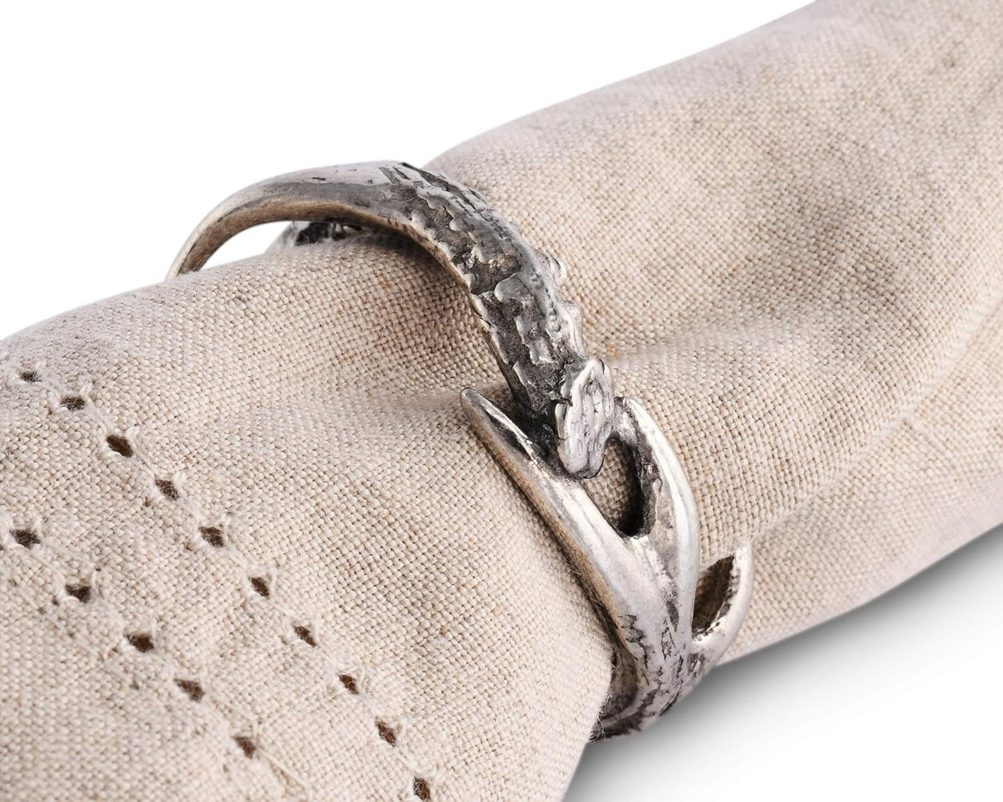 Vagabond House Solid Pewter Cast Metal Antler/Horn/Deer Rustic Napkin Ring Artisan Handcrafted for Refined Cabin Lodge Mountain Table Heirloom Quality (Sold as Single Ring) 1.5 inch Diameter