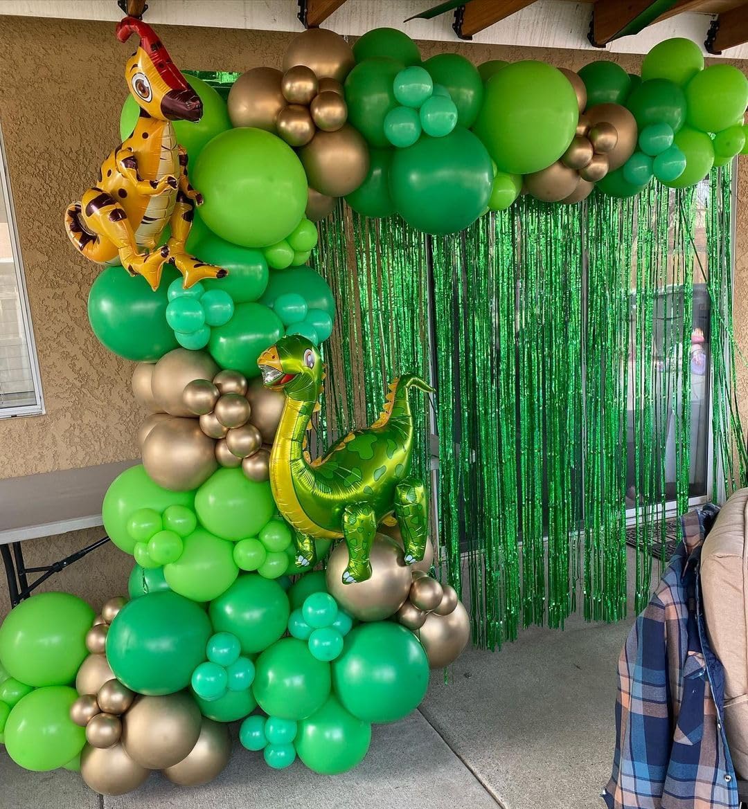 Green Balloon Arch Kit, ADOINBY 140Pcs Emerald Dark Lime Pastel Green and Gold Balloons 18 12 10 5 Inch Different Size Balloons for Birthday Wedding Safari Jungle Baby Shower Boys Party Decorations