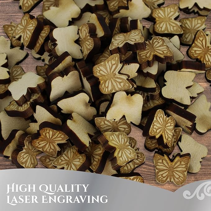 Confetti - Engraved Wood - Rustic Wooden Wedding Decor Party Table Scatter Decorations (Butterfly)