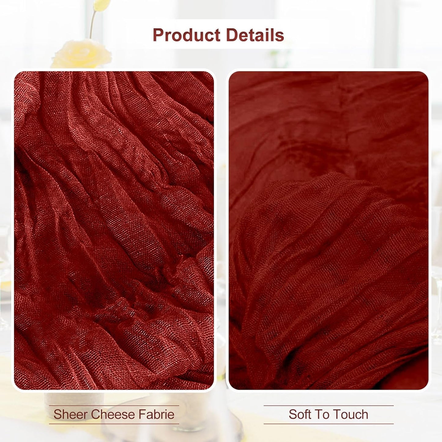 1 Pack Terracotta Cheesecloth Table Runner 35x120 Inch 10Ft Rustic Gauze Cheese Cloth Table Runner Sheer Cheesecloth Table Runners for Wedding Party Bridal Shower Decoration