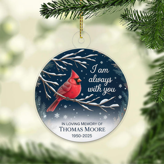 Custom Memorial In Loving Memory Christmas Ornament, Cardinal Memorial Christmas Ornament, Personalized Sympathy Gift, Holiday Tree Ornament Acrylic Ornament – Personalized