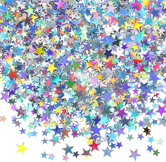 WEIKA 60g Star Confetti Glitter Star Table Confetti, Metallic Foil Star Glitter, Table Decorations for Party Wedding birthday graduation Decorations(Glitter Multicolor Set, 10mm and 6mm)