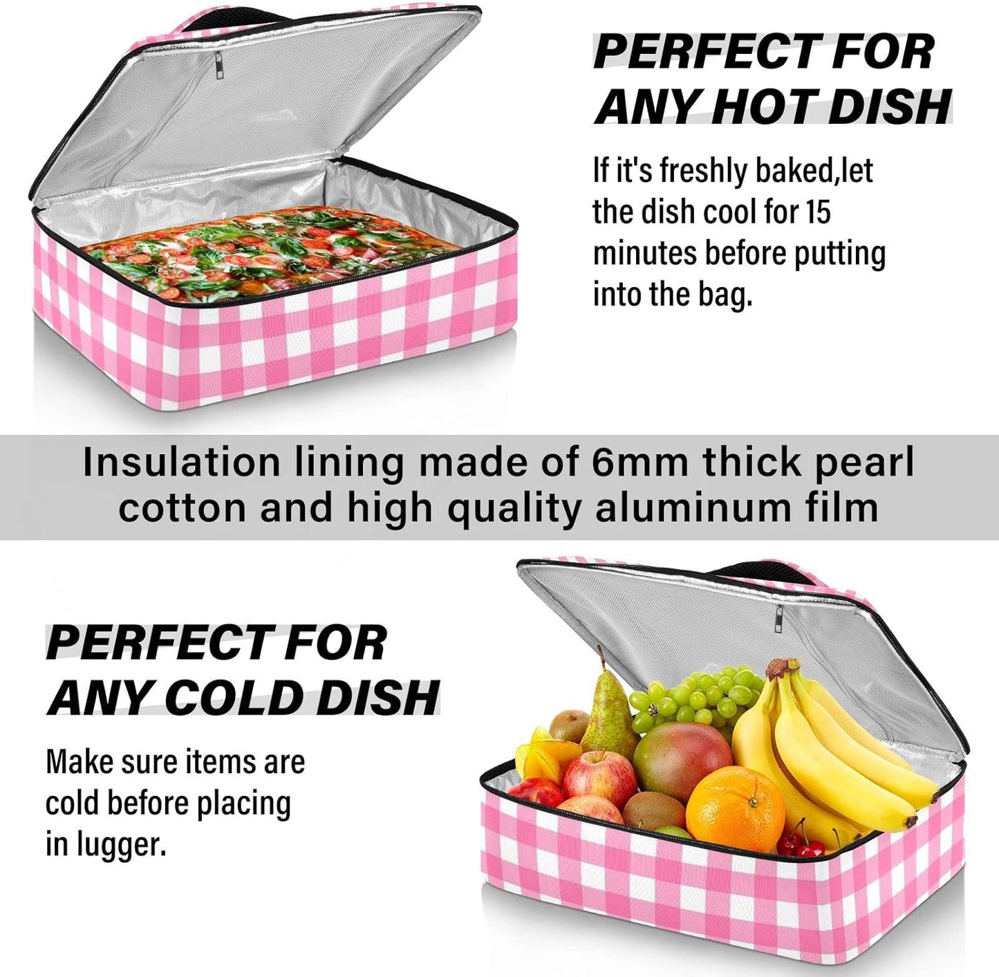 Casserole Carriers for Hot or Cold Food Reusable Casserole Dish Carrier Insulated Thermal Large Capacity Durable Perfect for Party Camping Family Gatherings Yellow Fish