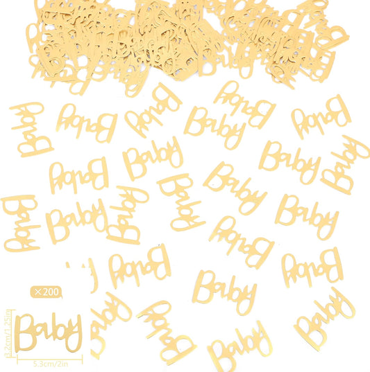 200pcs Baby Shower Confetti- Confetti Party Table Scatter, New Mum Confetti, Gold Foiled Confetti Double, Baby Sprinkle, Gender Reveal Party Supplies, Baby Confetti for Baby Shower