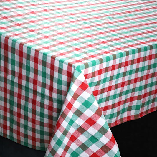 Urban Villa Tablecloth Christmas Tabletop Cover Kitchen Dining Tablecloth 100% Cotton Holiday Celebrations Wedding Dinner Parties Red/Green/White Color Rectangle 60X84 Inches 6-8 Seats Table Cloth