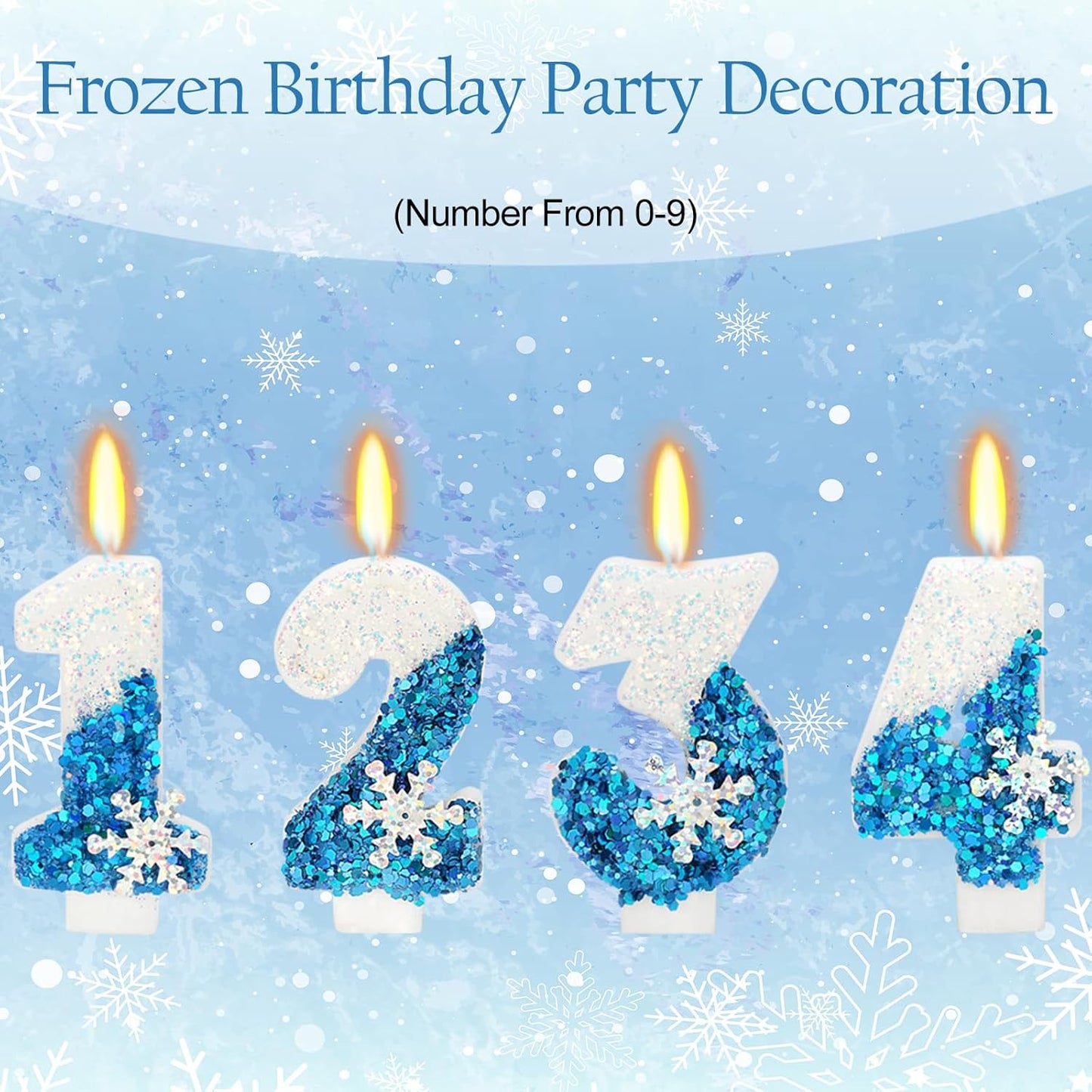 Snow Frozen Themed Birthday Candles, 5th Birthday Candle for Party Supplies, 2.76 inch Cake Topper Decorations (Number 5)