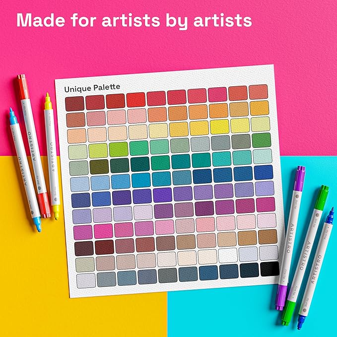 ARTISTRO 120 Acrylic Paint Markers for Rock, Fabric, Wood, Glass, Decoration - Dual-Tip Paint Pens for Coloring Books for Adults, Teens, Kids - Art and Craft Supplies Kit - Gift Idea