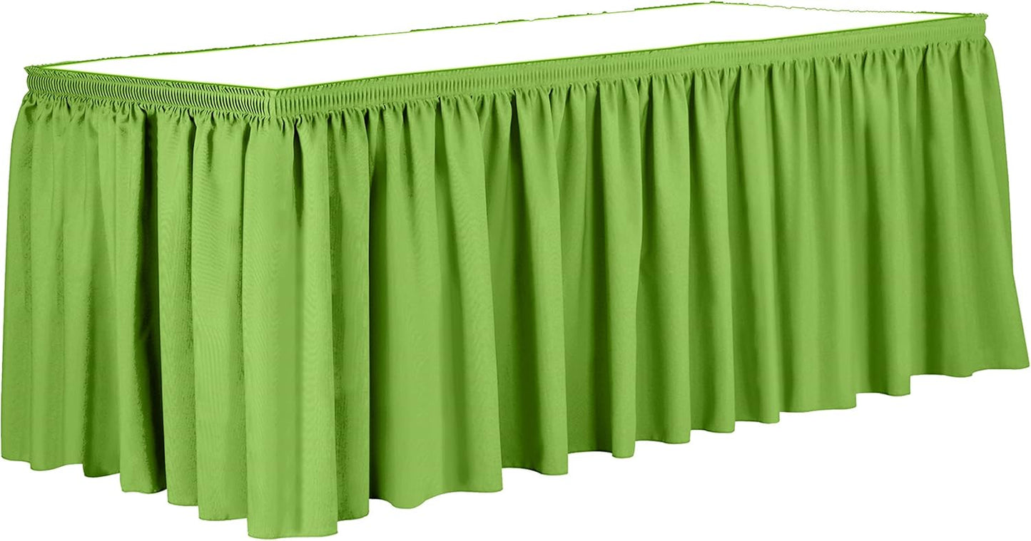 Ultimate Textile Pleat Polyester Fabric Table Skirt - Machine Washable Flame Resistant with Clips for Events, Weddings & Trade Shows, Cut & Sewn in Paterson, NJ - Lime, 7' Shirred Pleat