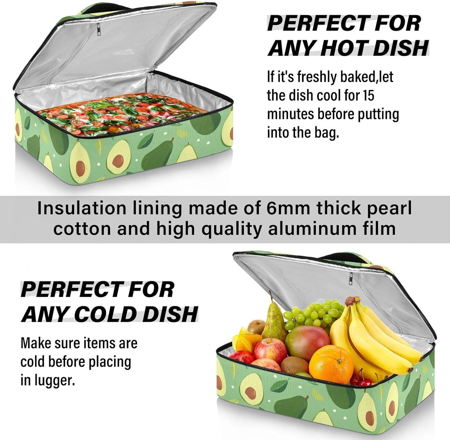 Casserole Carriers for Hot or Cold Food Reusable Casserole Dish Carrier Insulated Thermal Large Capacity Durable Perfect for Party Camping Family Gatherings Yellow Fish