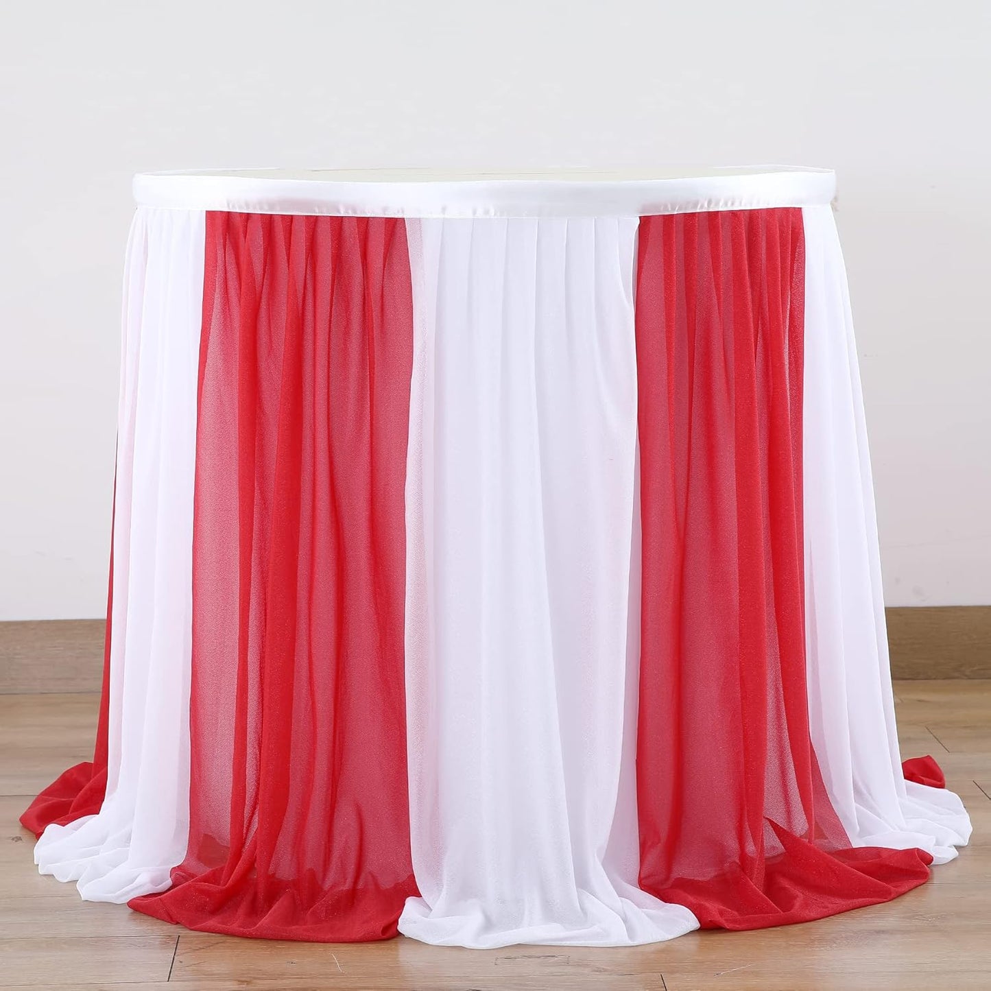 Reb and White Striped Table Skirt for Carnival Circus Party Decorations 6ft Red White Tulle Tutu Table Cloths for Birthday Party Baby Shower Table Decorations