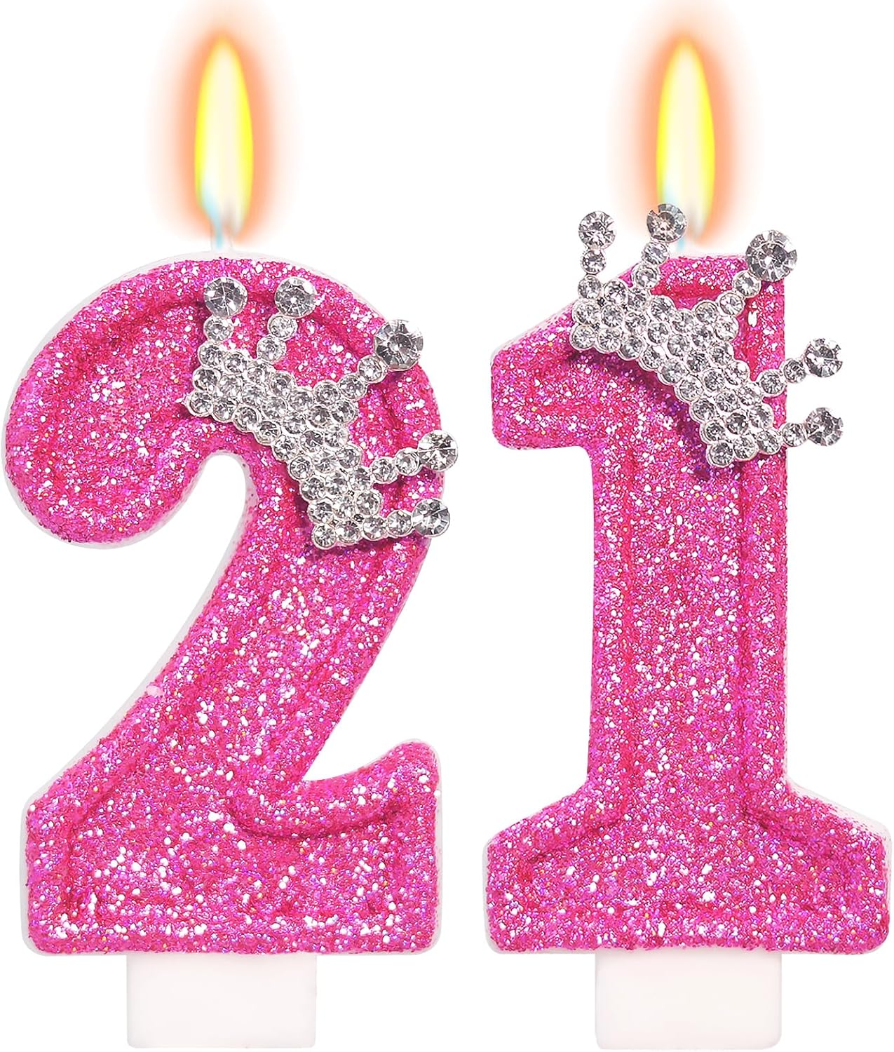 Birthday Candle for Cake, Crown Rose Number Candles, 2.76 inch Number Happy Birthday Candle, Cake Topper Decoration for Birthday Party (Number 21)