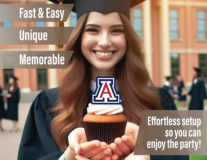 University of Arizona Party Supplies for Football, Birthday Gift, UA Graduation Party Banner and Cake Toppers (42 Pieces) (Arizona Wildcats)