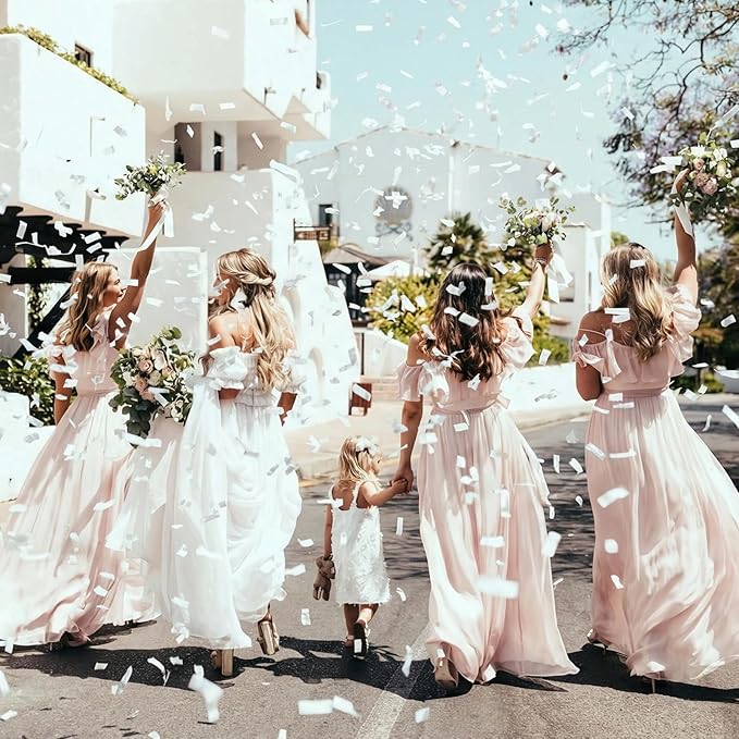 [6 Pack] 12 Inch Biodegradable White Confetti Poppers | Confetti Cannons for Wedding Celebration, Birthday PartyChristmas Eve and New Year Celebration