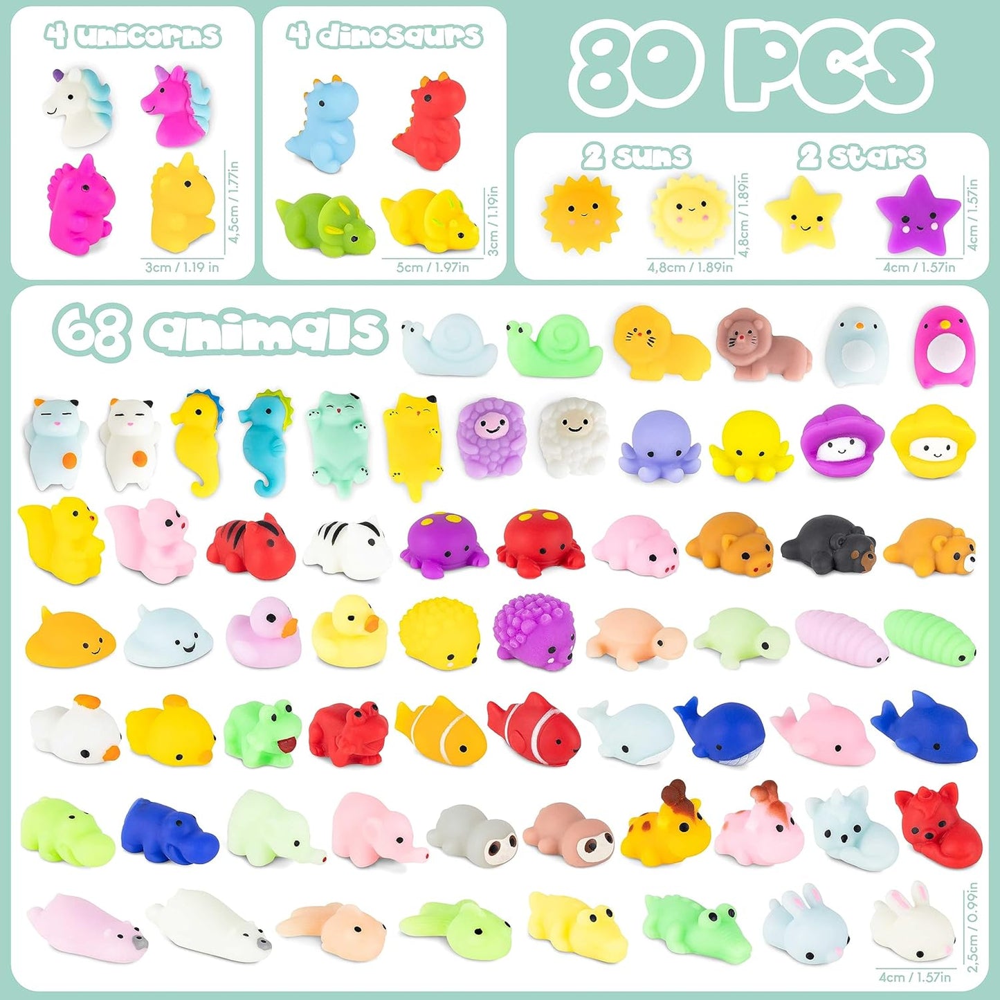 BONNYCO Mochi Squishy Toys Bulk for Kids Party Favors Pack 80. Goodie Bags Stuffers for Kids 3-5 4-8, Return Gifts Birthday Party. Squishy Fidget Toys, Pinata Stuffers Birthday Boys Girls Kawaii