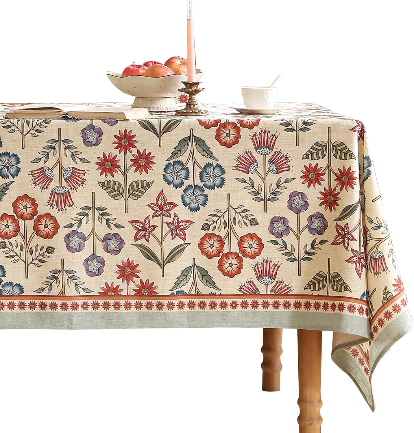 French Linen Small Square Tablecloth,Vintage Colorful Multiple Prints Soft and Durable Tablecloths,Decor Table Cover for Kitchen,Dining,Party,Thanksgiving,Christmas,55"*55"-Lohi