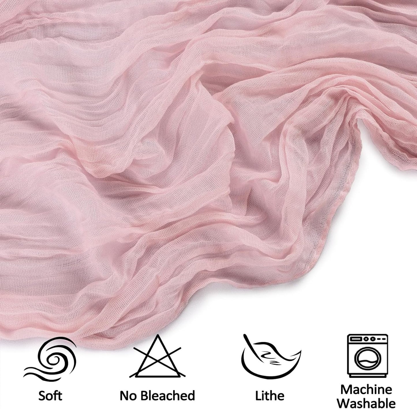 6 Pack 10FT Dusty Pink Cheesecloth Table Runner 35x120 Inch Gauze Rustic Boho Table Runner Cheese Cloth for Wedding Decor Birthday Party Bridal Baby Shower Table Centerpiece Decoration