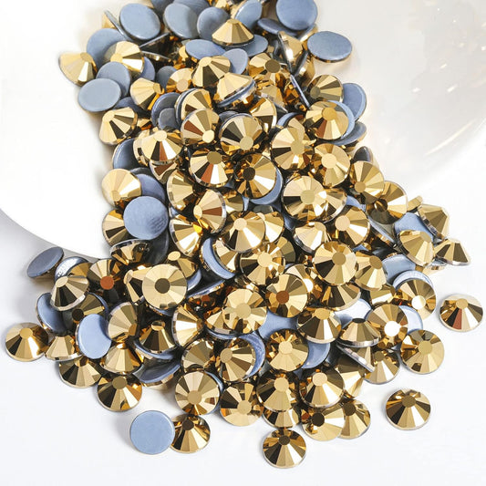 Beadsland Hotfix Rhinestones, 1440pcs Flatback Crystal Rhinestones for Crafts Clothes DIY Decorations, Aurum, SS16, 3.8-4.0mm