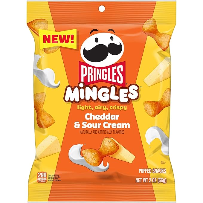 Pringles Mingles Puffed Snacks, Cheddar and Sour Cream, Cheese Puffs, Salty Snacks (6 Bags)