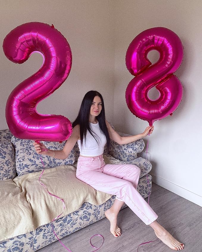 Hot Pink Number 8 Balloon 40 Inch, 8th Birthday Party Decorations for Children, Giant 8 Foil Balloon for Party Supplies