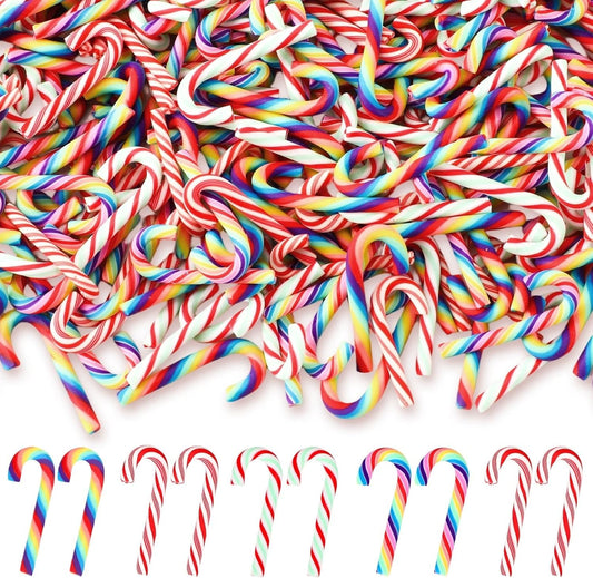 80pcs Mini Christmas Candy Cane for Crafts,Colorful Fake Candy Decor Peppermint Ornaments Xmas Table Scatters Red and White Candy Vase Filler for Decorations Party Favors Supplies