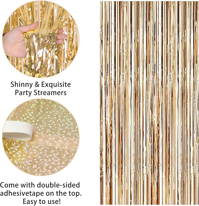 Trgowaul 9th Birthday Decorations for Girls, Banner, Sash and Crown, Cake Topper, 9 Number Balloon, Fringe Curtains, Champagne Gold 9th Birthday Party Supplies