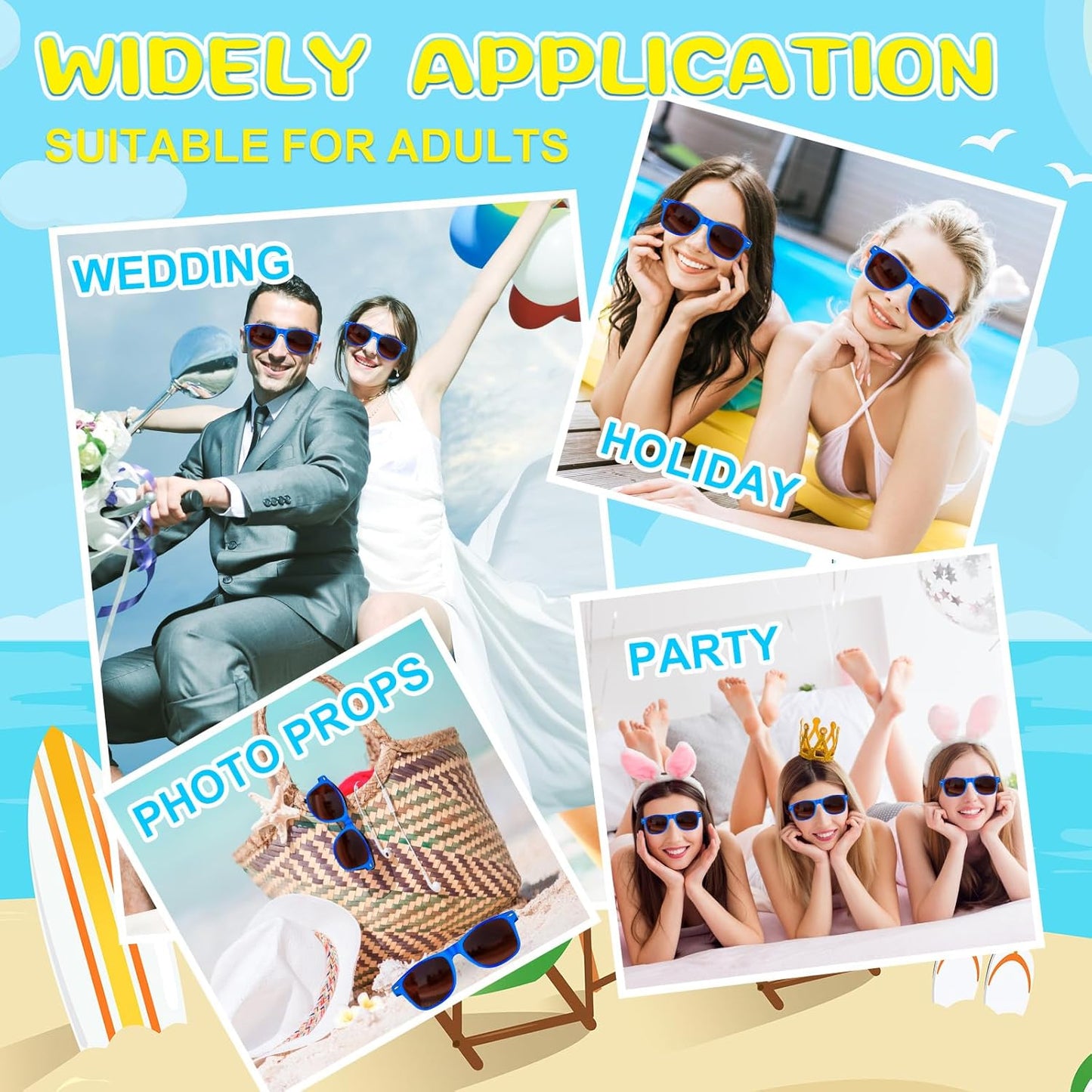 ASTARON Black Sunglasses Bulk, 6/12/24/48 Pack Sunglasses Party Favors for Summer Beach Pool Birthday Wedding Party Supplies