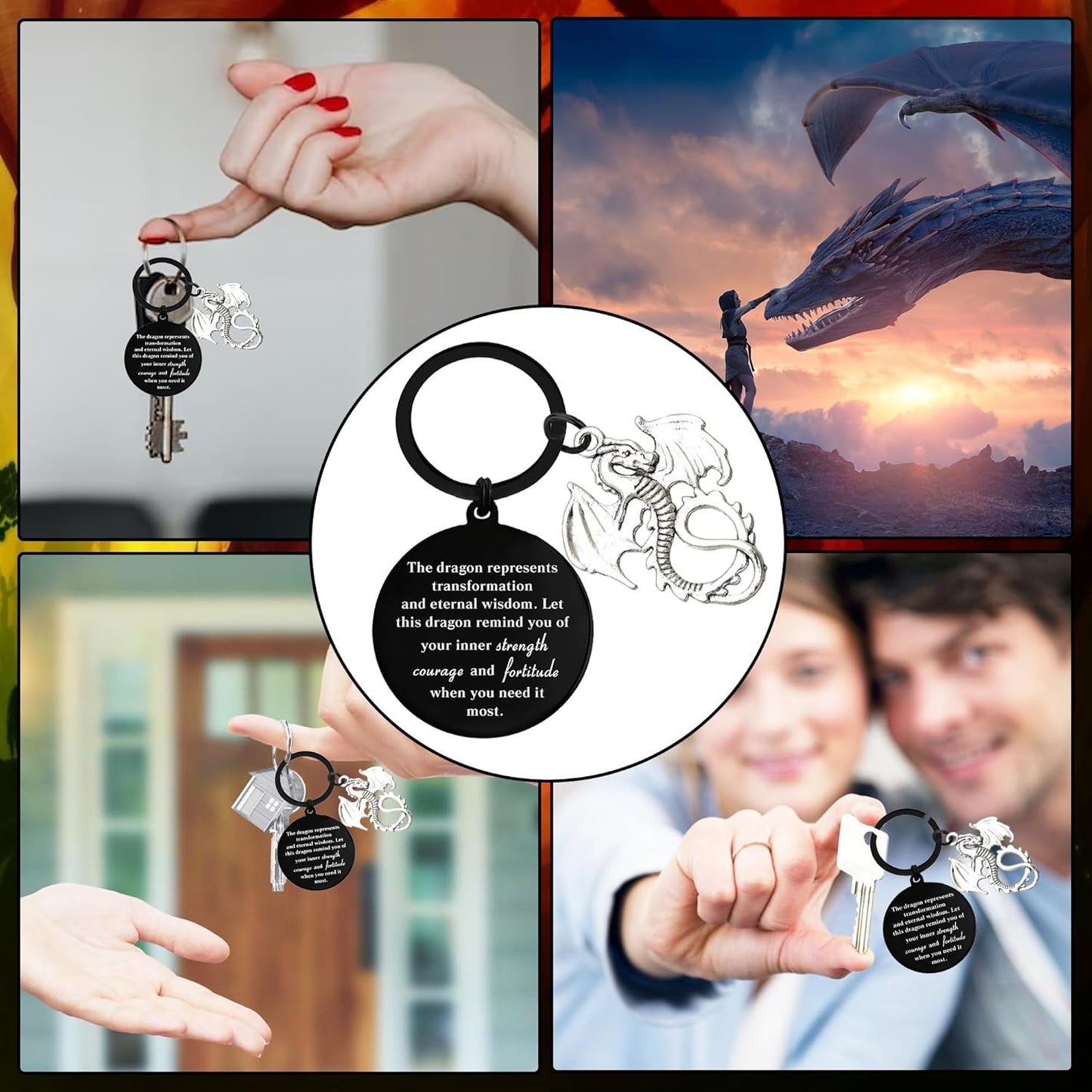 Inspirational Gifts Motivational Keychains - Elephant Dragon Flamingo Encouragement Uplifting Gift for Men Women Christmas