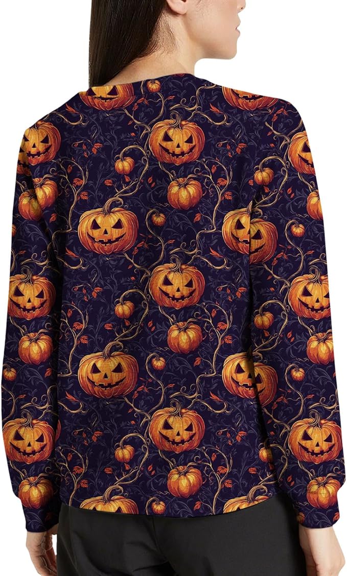 LIZALIG Pullover Cute Sweatshirt Orange Skeleton Fall Festive FunWomens Design Bat Holiday Party Outings Pumpkin Print