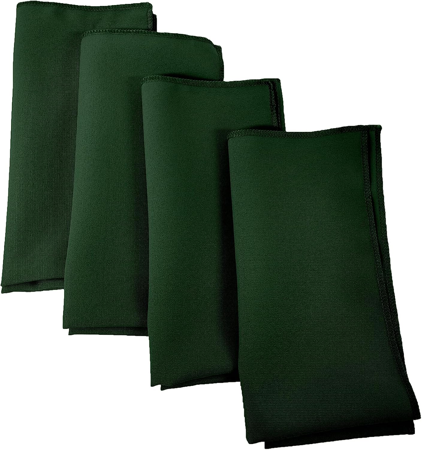 LA Linen 4-Pack Poly Blend Napkins - Soft, Washable, Stain & Wrinkle Resistant - Dinner & Party Napkins - 18x18 - Hunter Green
