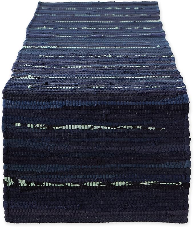 DII Handmade Chindi Tabletop, Reversible and Machine Washable, Table Runner, 14x72, Nautical Blue