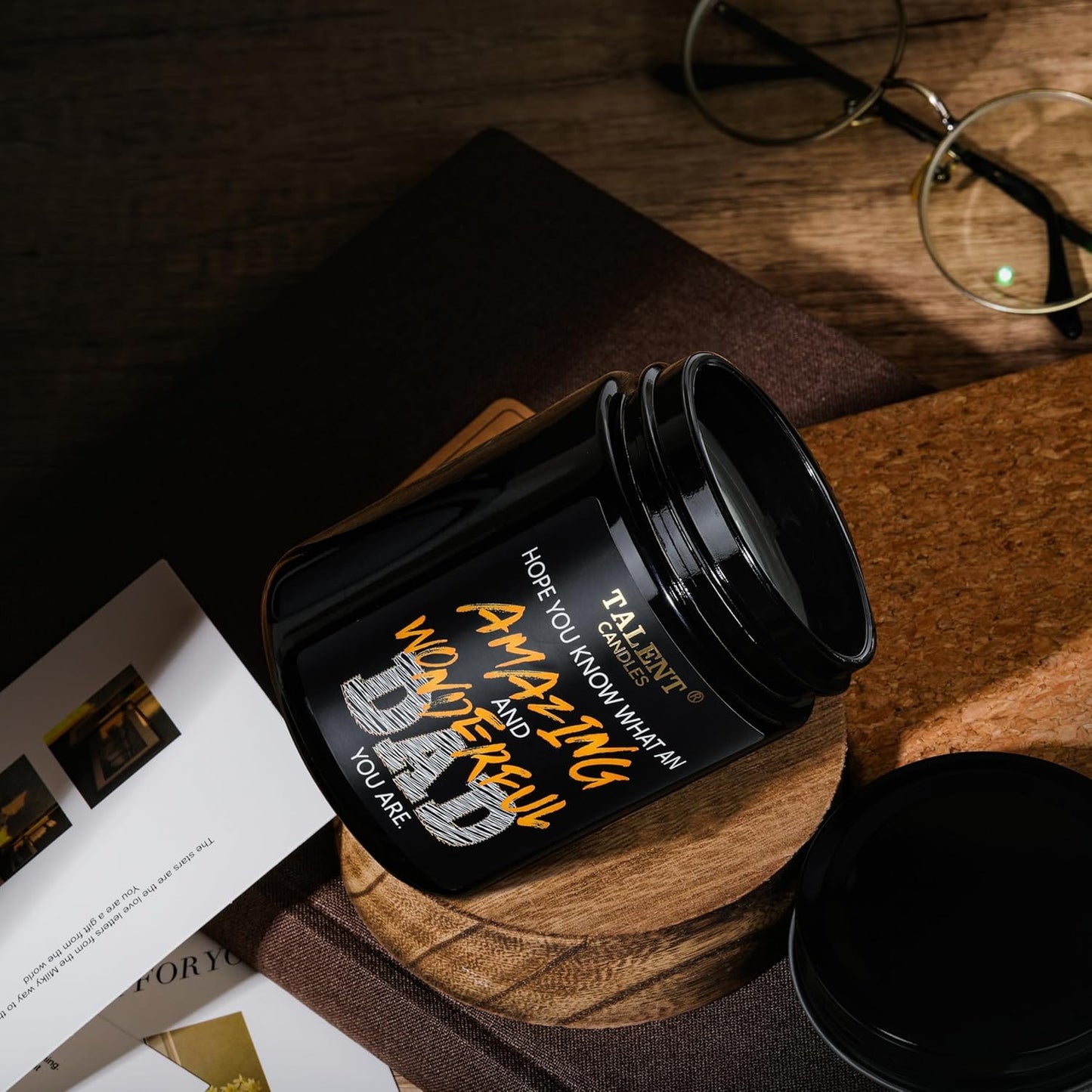 Scented Candle for Dad, Father's Day Gifts, Perfect Home Décor Gift Elegant Gift for Dad from Daughter Son Kids, 8.4oz Leather & Saffron Candle Jars