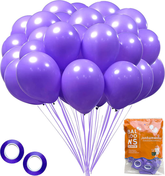 Jonhamwelbor Lavender Purple Matte Latex Balloons 12 Inches 100 Pack Light Violet Wedding Baby Shower Party Decorations Girl